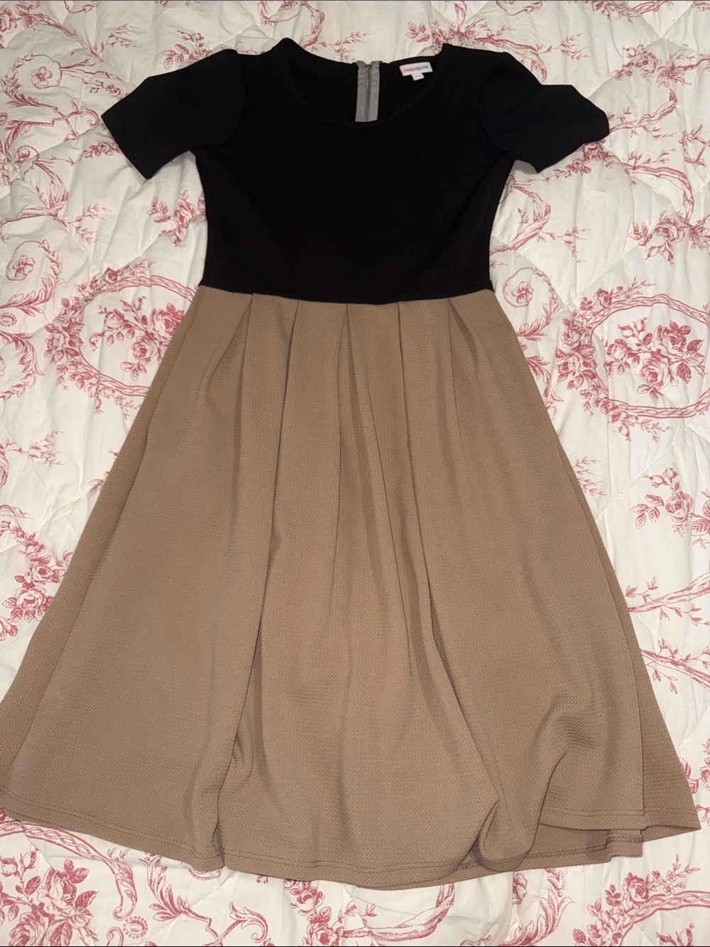 LuLaRoe Black and Tan Two-Tone Midi Dress